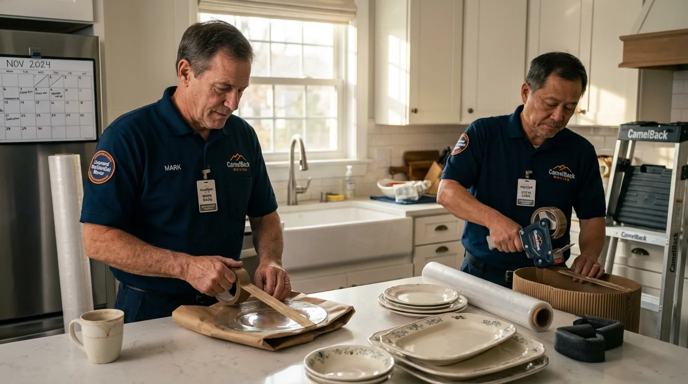 Professional crew packing kitchen dishware in Rochester, MN